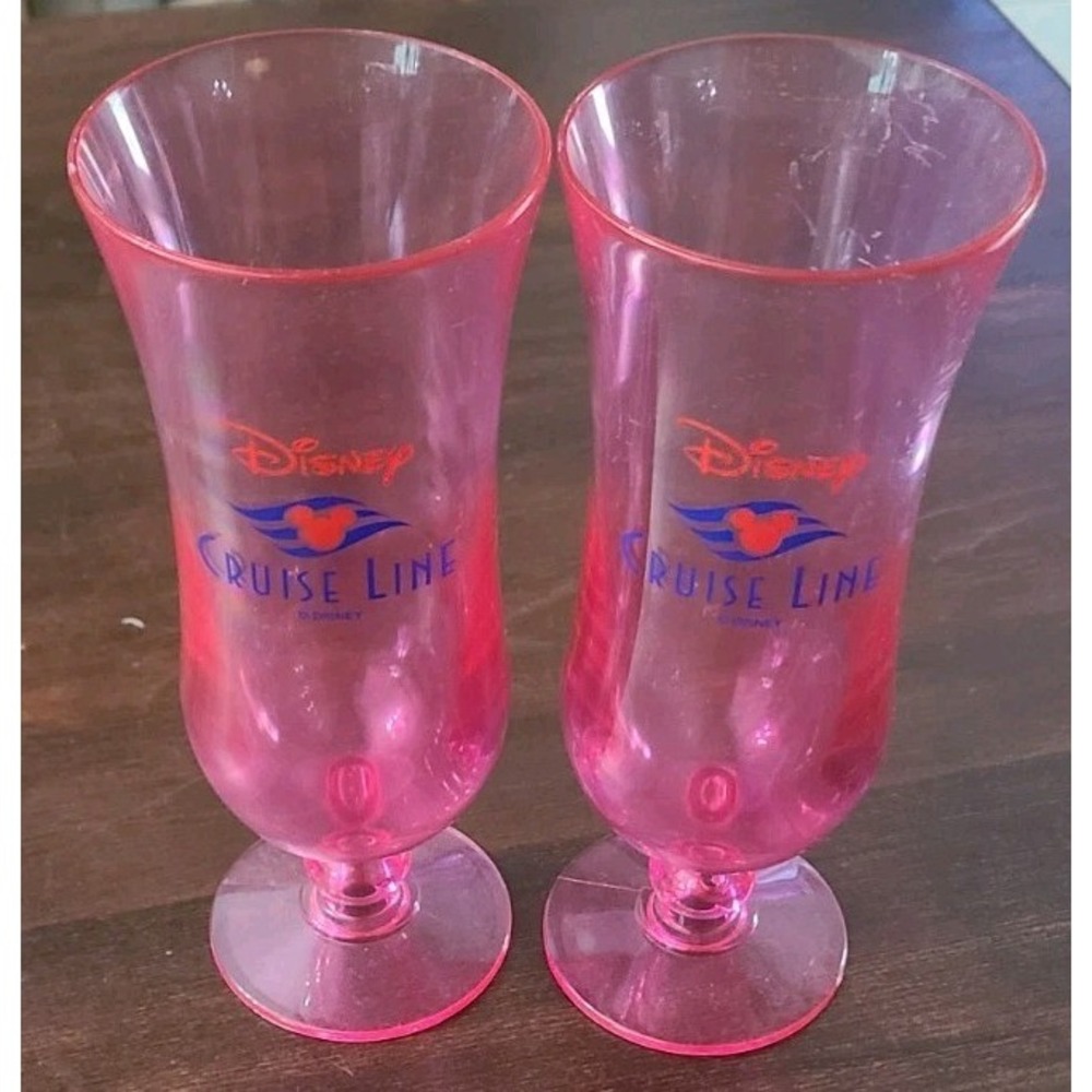 Disney Cruise Line DCL Plastic Fancy Hurricane Drink Glass Pink
